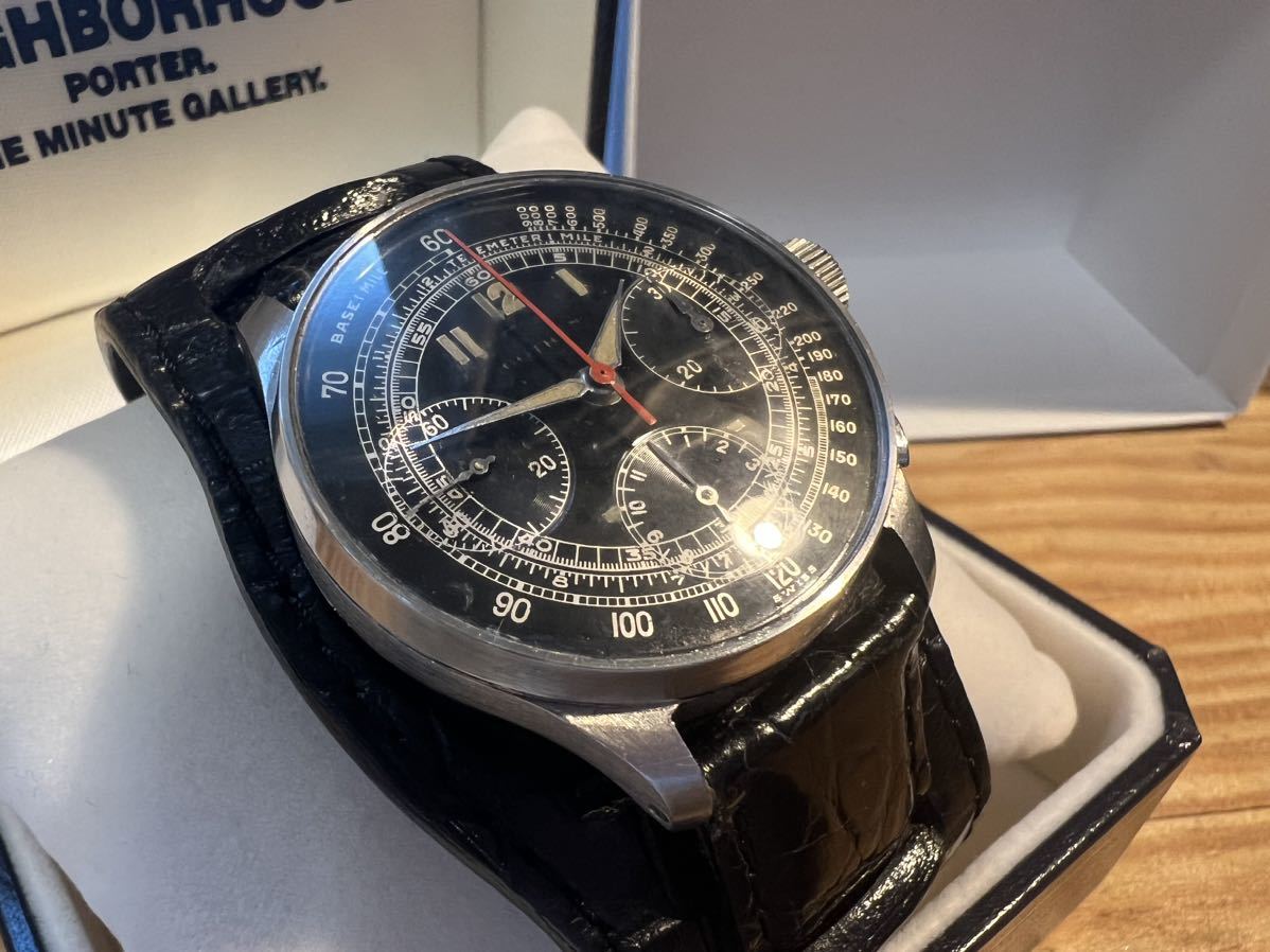 1940年代 バルジュー71搭載 手巻き クロノグラフ アンティーク GOTHAM ブラックミラー アンティーク時計 時計 腕時計 valjoux Cal.71_画像2