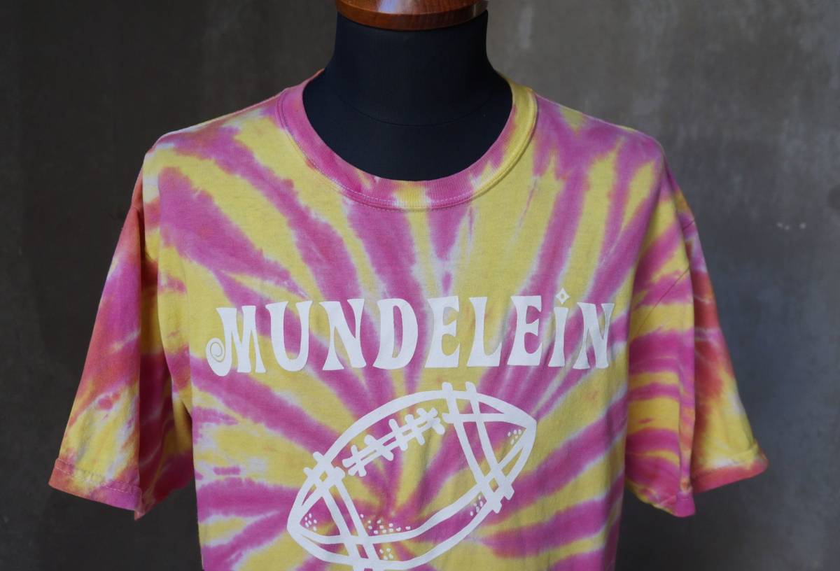 MUNDELEIN POWDER PUFF 2009 GILDAN ピンク×イエロー タイダイ 半袖 Tシャツ M_画像3