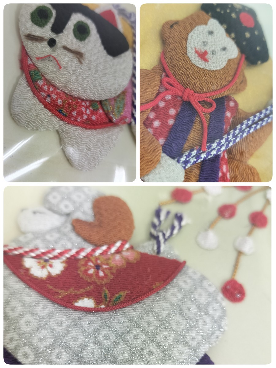 [ beautiful goods ]. main crepe-de-chine craftsmanship square fancy cardboard wall decoration / replacement possibility 10 two main not yet ..../.. chicken . dog Japanese style decoration 