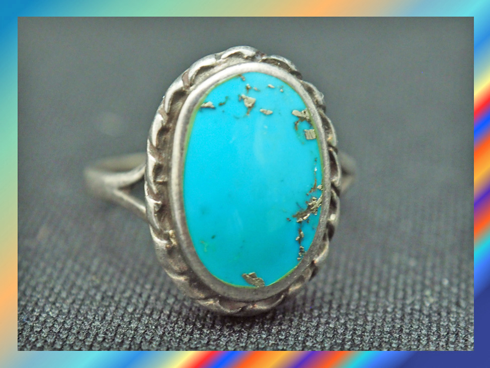 + Indian jewelry Navajo group Vintage turquoise & 925 silver ring approximately 12 number neitib accessory t21