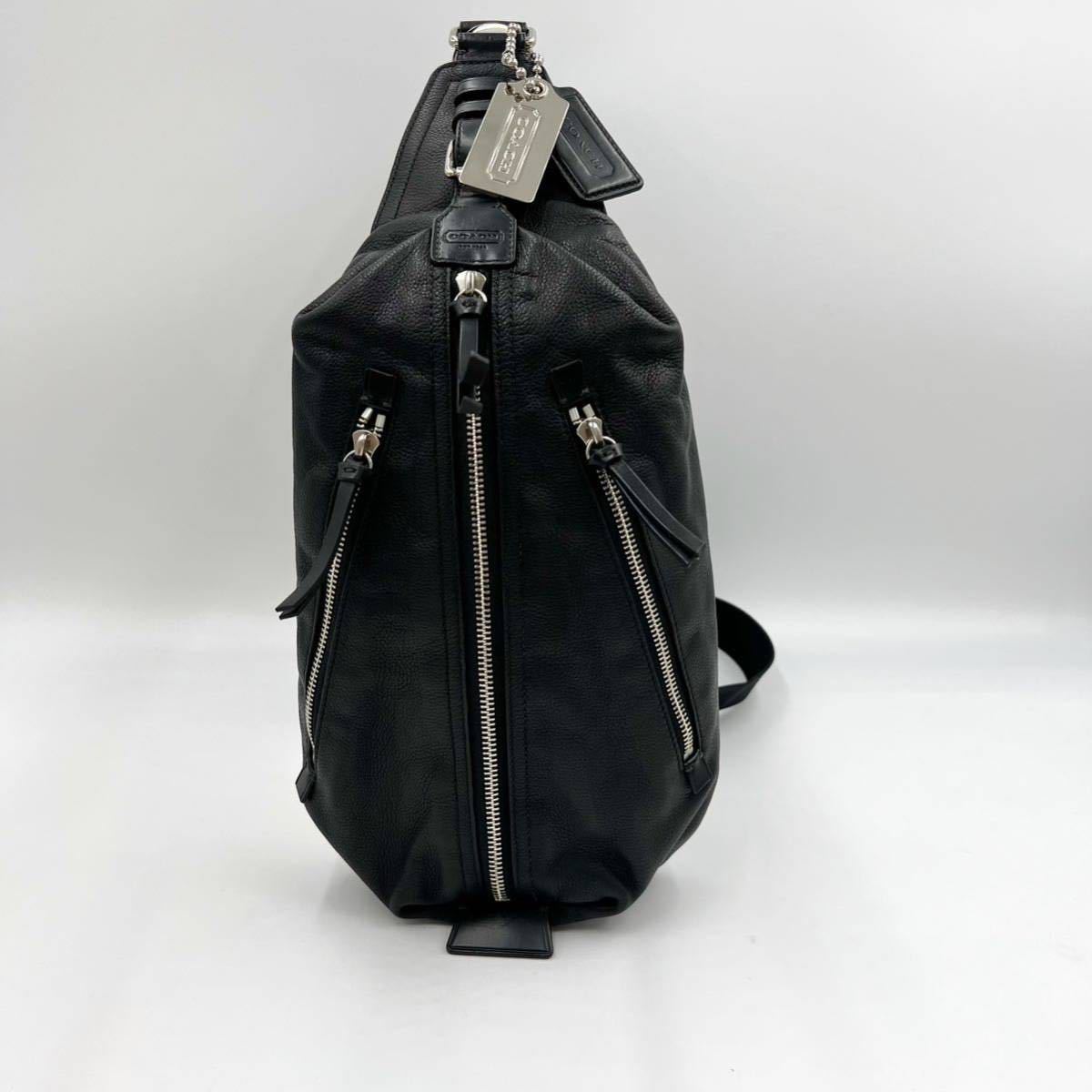 1円 【極美品】 COACH コーチ トンプソン ボディバッグ レザー 黒