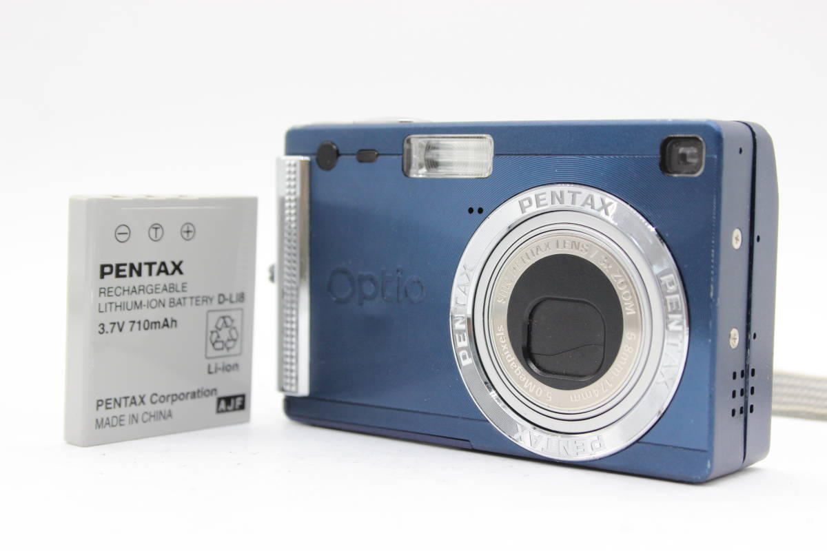 【返品保証】 ペンタックス Pentax Optio S5i ブルー 3x Zoom バッテリー付き コンパクトデジタルカメラ C8534