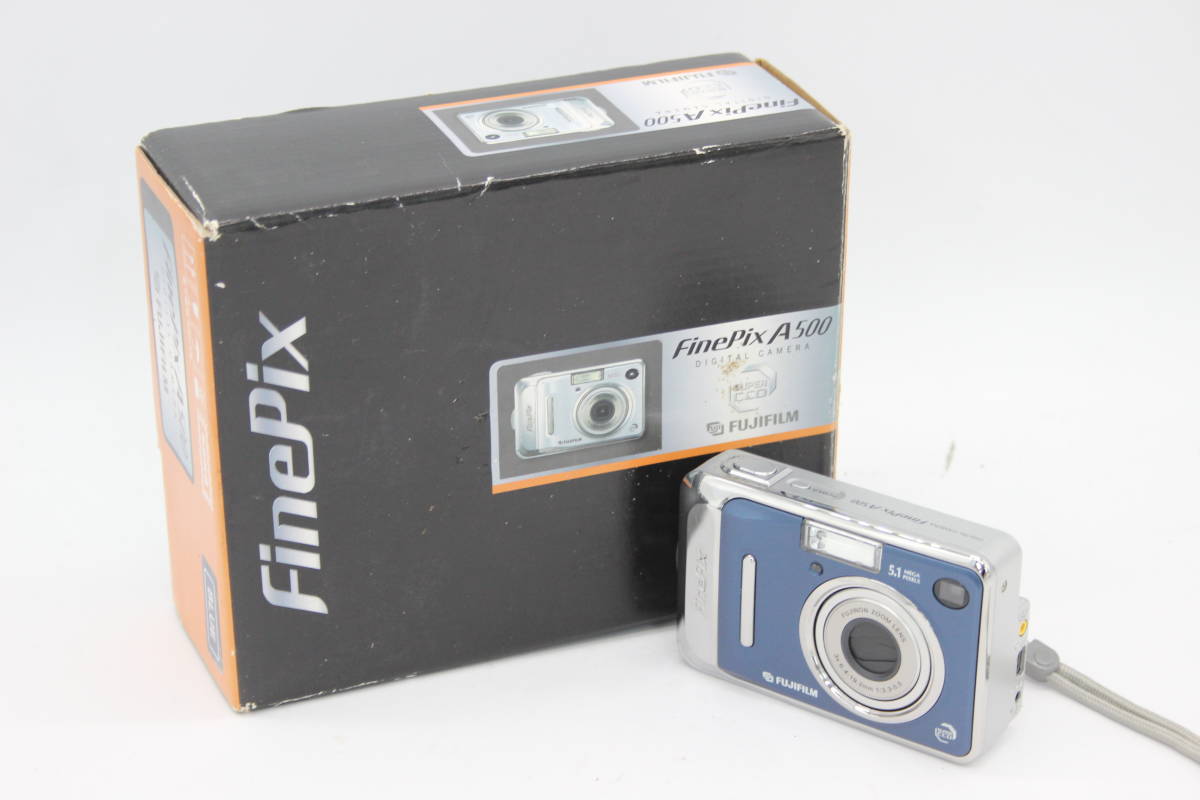 【返品保証】【便利な単三電池で使用可】フジフィルム Fujifilm Finepix A500 ブルー 3x 元箱付き コンパクトデジタルカメラ R C8953