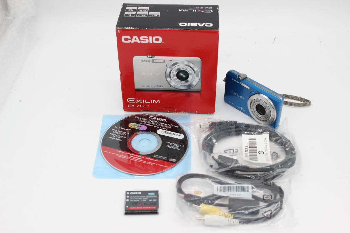 【返品保証】 【元箱付き】カシオ Casio Exilim EX-ZS10 ブルー 26mm Wide 5x バッテリー付き コンパクトデジタルカメラ R C9001