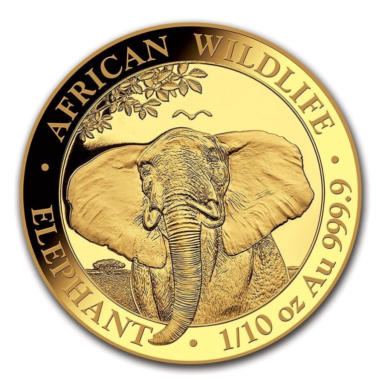 [保証書・カプセル付き] 2021年 (新品) ソマリア「アフリカ・ゾウ」純金 1/10オンス 金貨
