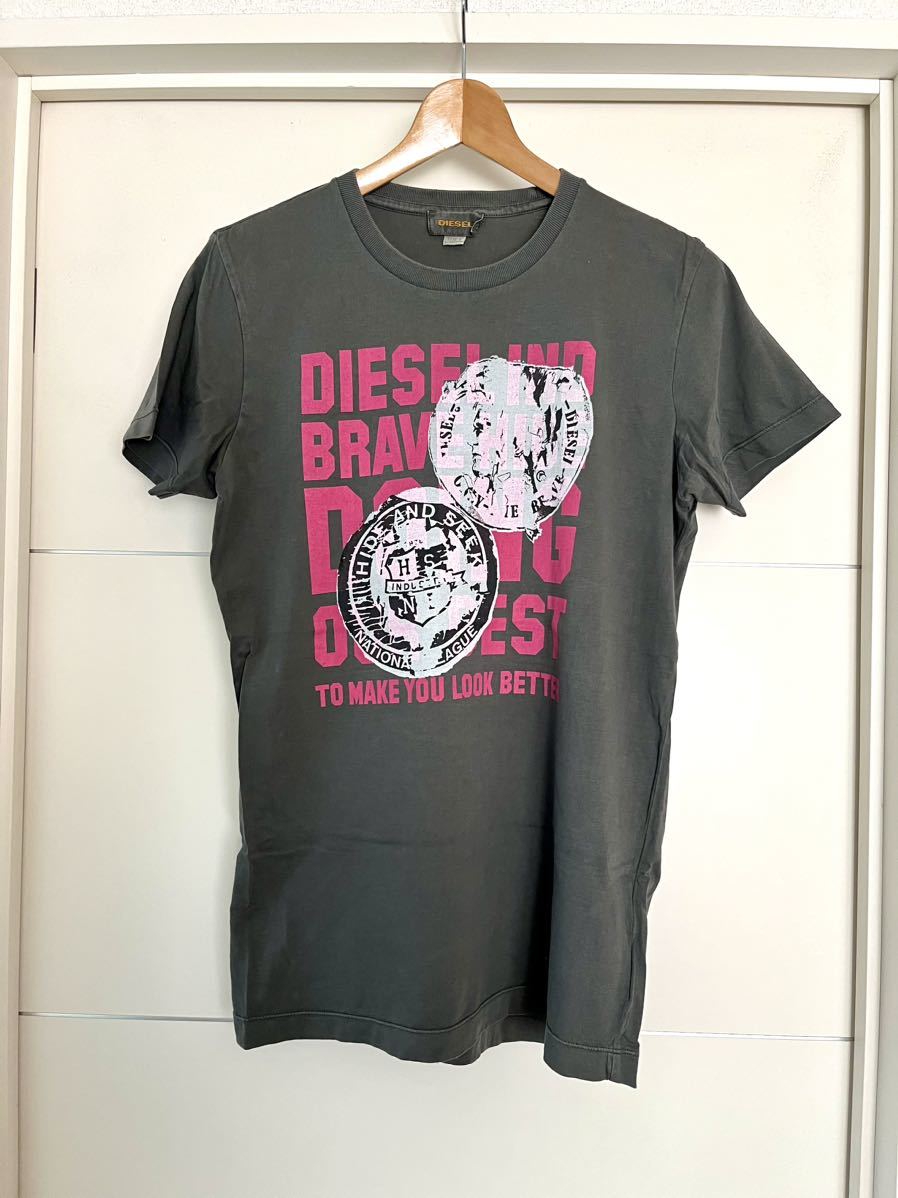 DIESEL ディーゼル グレー プリント Tシャツ_画像1