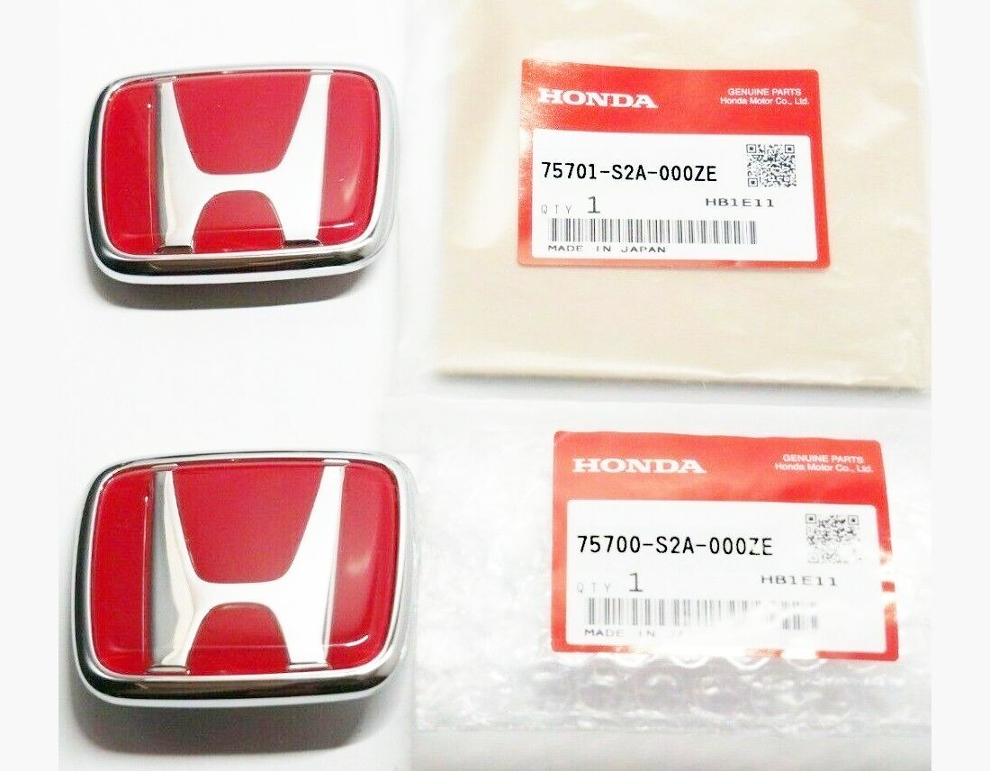 ★新品 未使用 Honda S2000 AP1用 フロント と リヤ レッド 赤 エンブレム 2 個セット ホンダ 純正部品