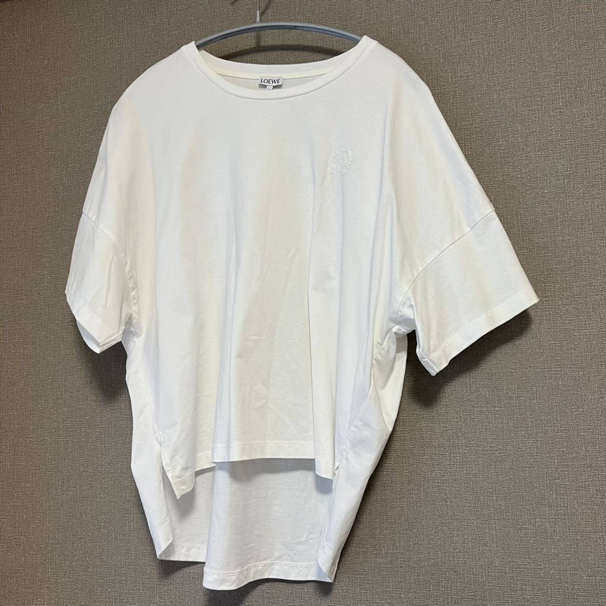 LOEWE/ボクシーフィット半袖Tシャツ カットソー ロゴアナグラム刺繍 白 ロエベ ワンポイント ホワイトxs オーバーサイズ