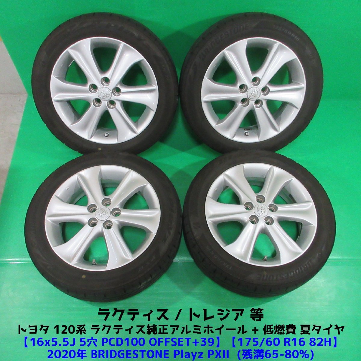 120系 ラクティス純正 175/60R16 2020年夏タイヤ 65%-80%山