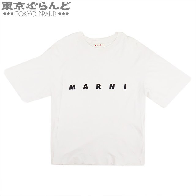 101671067 マルニ MARNI オーバーサイズ Tシャツ THJET49EPB SCP89 ホワイト コットン トップス ロゴ 40 半袖Ｔシャツ レディース