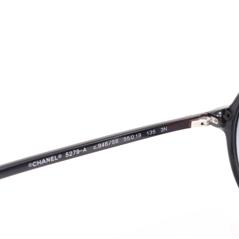 CHANEL Chanel here Mark round circle shape 5279-A sunglasses plastic black lady's [I151523195] used 