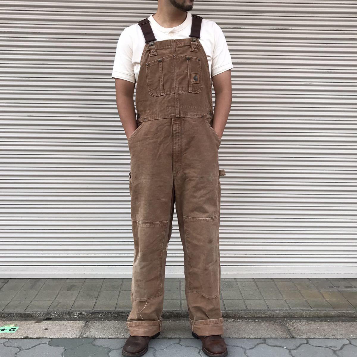 格安人気 チョコブラウン 茶色 38×32 Overalls Bib Duck ダック