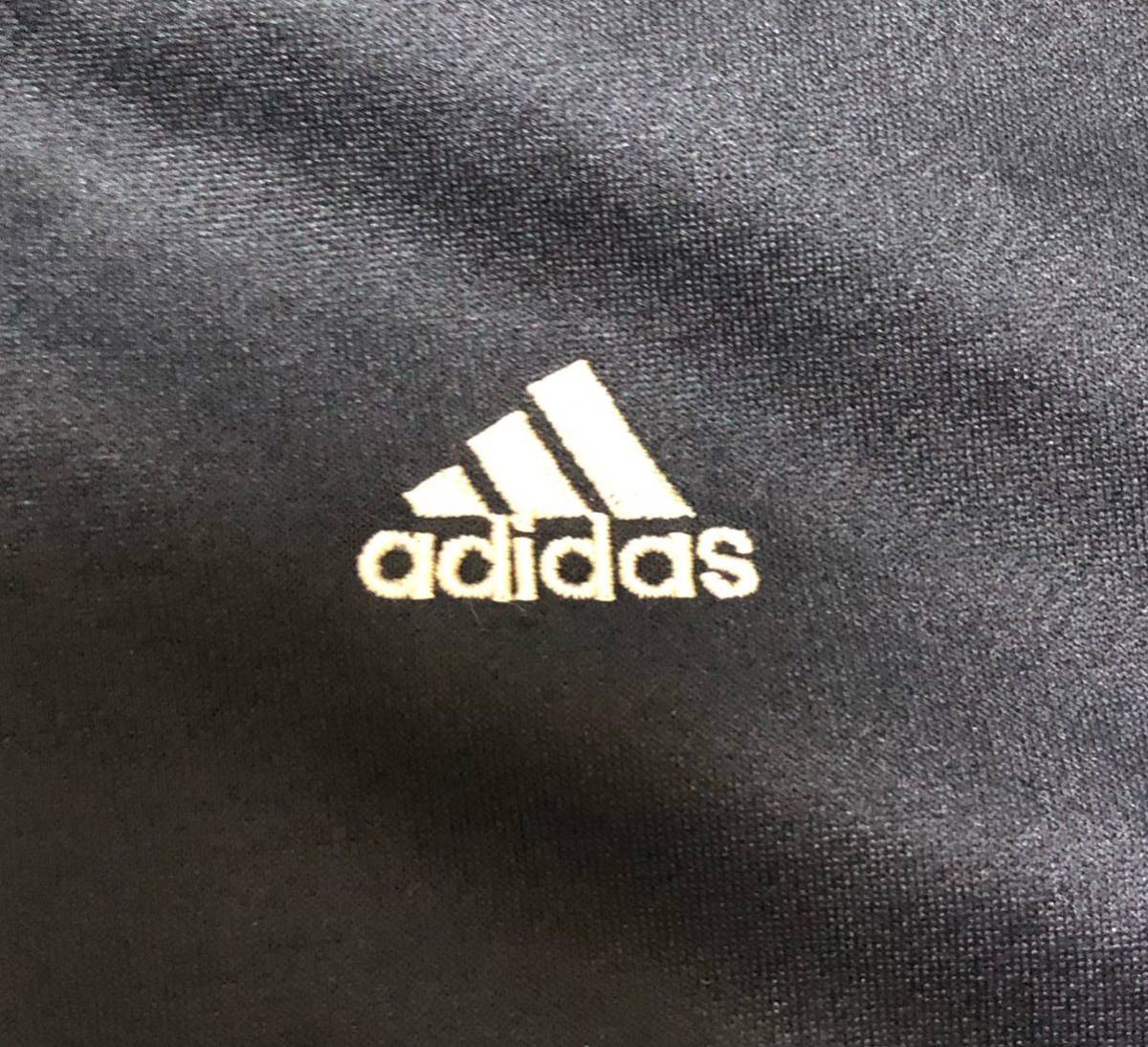 8037《adidas アディダス テーラーメイド》ロゴ刺繍 ボタンダウン 半袖 ポロシャツ ブラック M_画像5