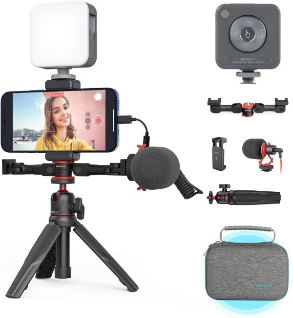  smartphone .vlog SmallRig simorr Mike LED light tripod attaching flexible self .. stick universal smartphone holder 360° photographing kit VK-50 cold boots 