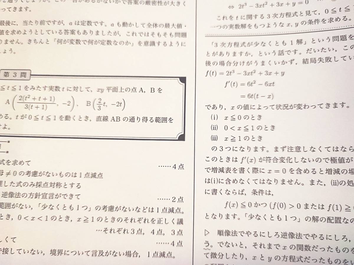 鉄緑会　小林先生　21年度　高3理系数学　入試数学演習　講評集　上位クラス　難関大対策　河合塾　駿台　Z会　東進 　SEG