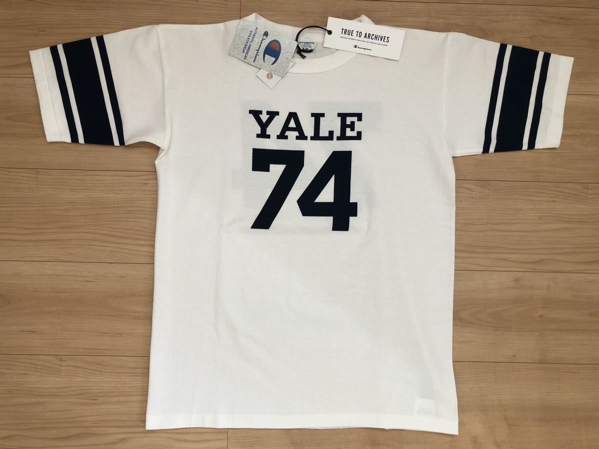 新品 タグ付 日本製 チャンピオン champion 復刻バータグ YALE フットボールTシャツ