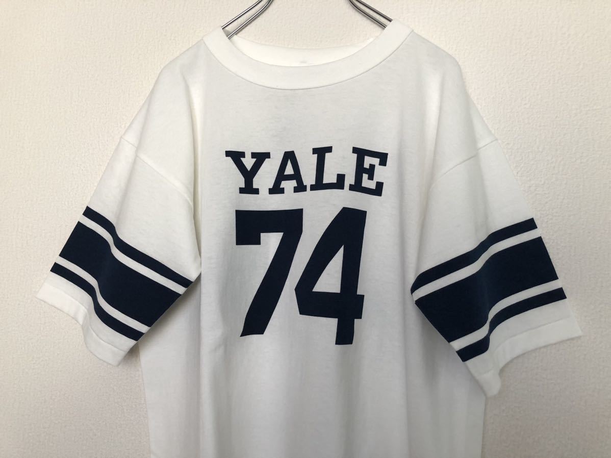 新品 タグ付 日本製 チャンピオン champion 復刻バータグ YALE フットボールTシャツ