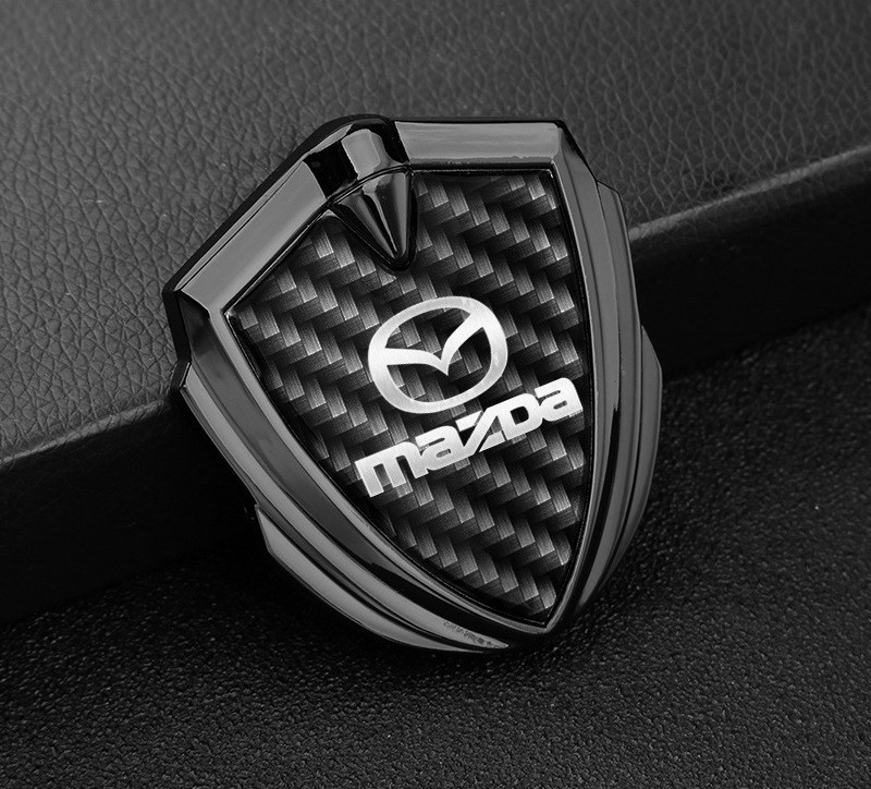  Mazda sticker car Logo emblem 3D solid made of metal decal 1 sheets waterproof both sides tape attaching easy sticking car equipment ornament deep rust color 