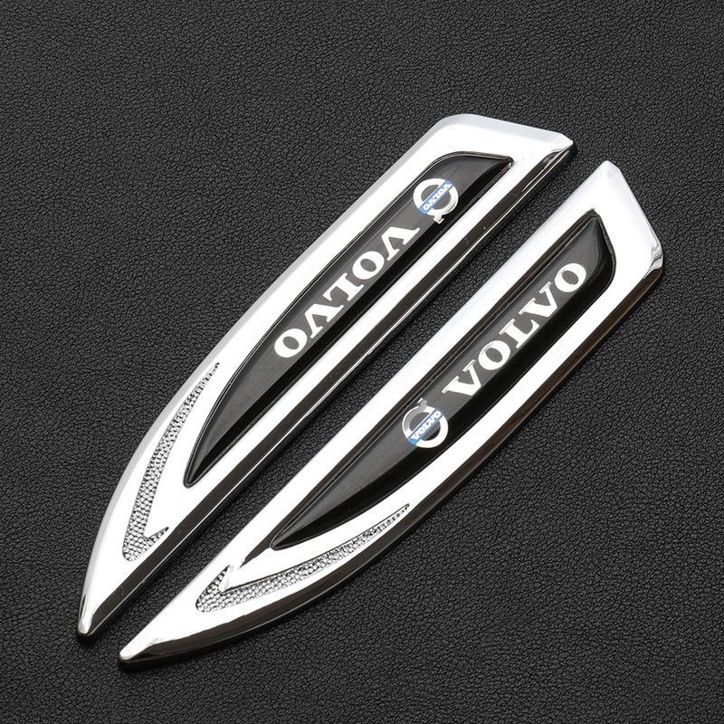  Volvo VOLVO emblem sticker decal 2 piece set badge 3D metal car fender side sticker car styling silver 