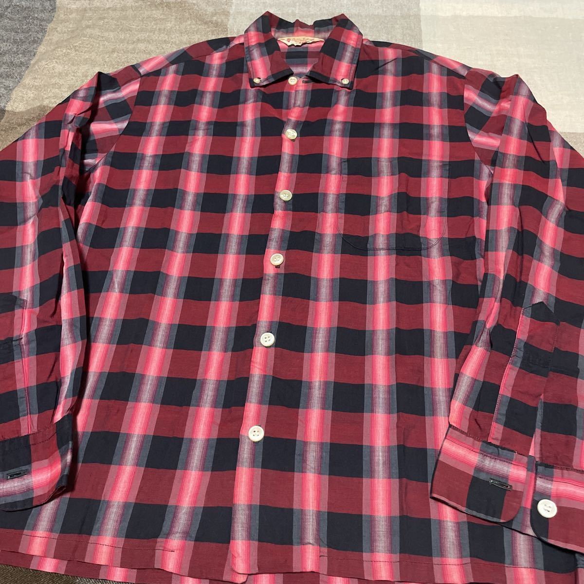 60s 50s vintage shirt ヴィンテージ オンブレ チェック シャツ usa製 アメリカ製 ボタンダウン_画像2