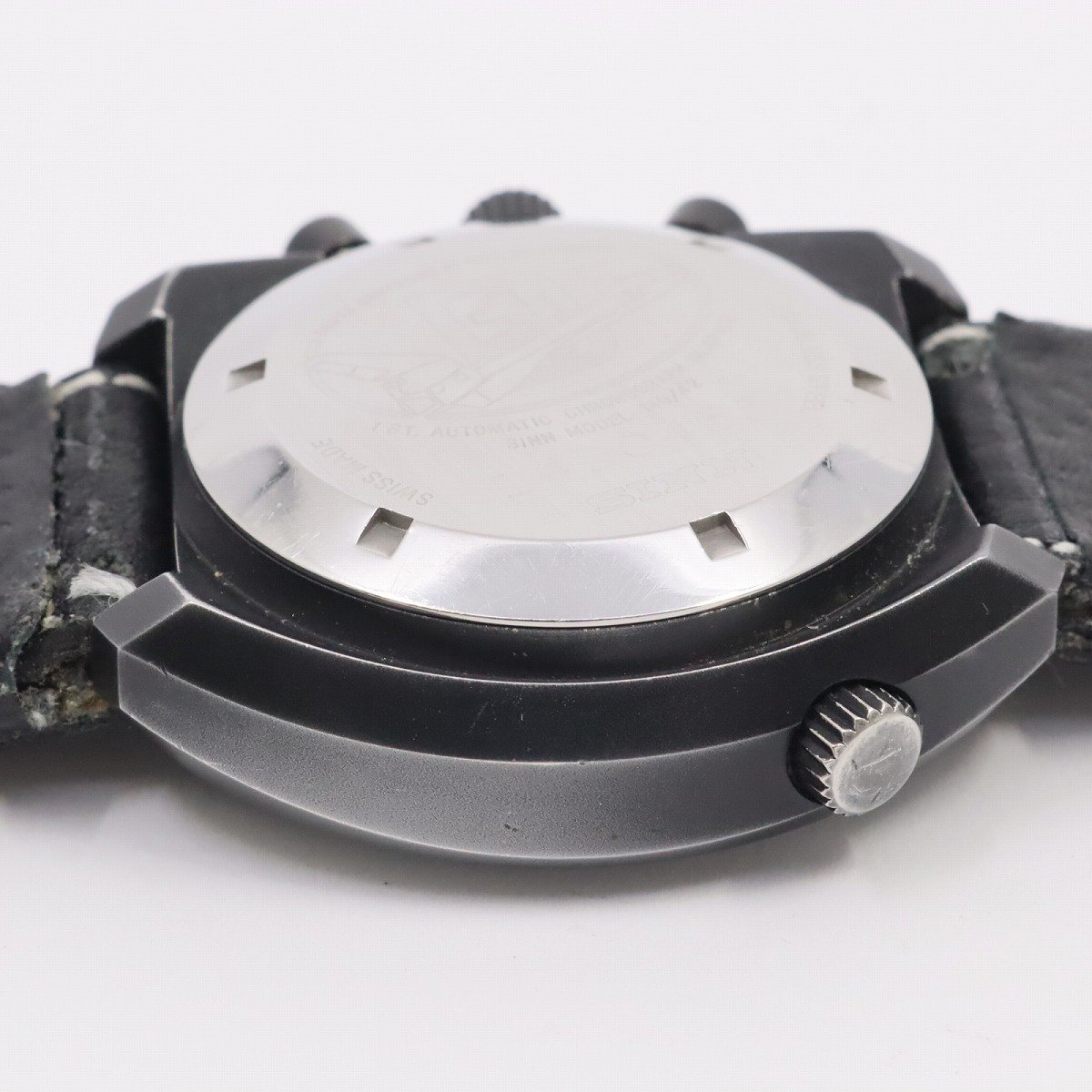 Sinn Gin Space хронограф самозаводящиеся часы мужские наручные часы черный неоригинальный ремень 142.BS[... ломбард ]