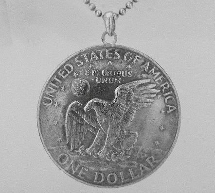  silver 925 chopsticks can attaching real coin pendant / America 1 dollar typeB