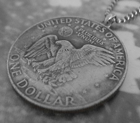  silver 925 chopsticks can attaching real coin pendant / America 1 dollar typeB