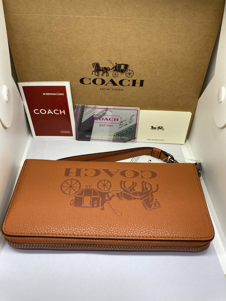 ☆新品未使用　正規品　COACH　コーチ　C3548　長財布　ホースアンドキャリッジ　カラーブロック　レザー　ストラップ付　QBGIN☆_画像4