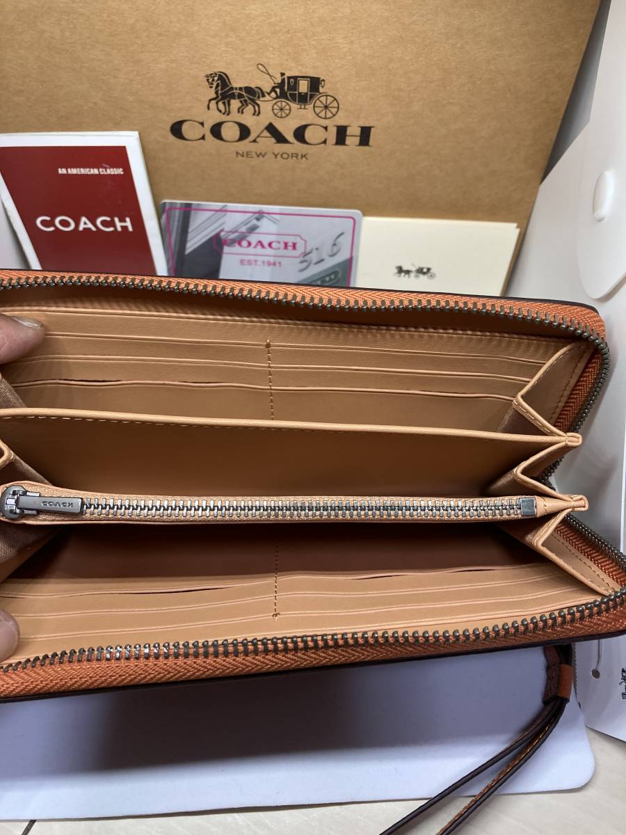 ☆新品未使用　正規品　COACH　コーチ　C3548　長財布　ホースアンドキャリッジ　カラーブロック　レザー　ストラップ付　QBGIN☆_画像6