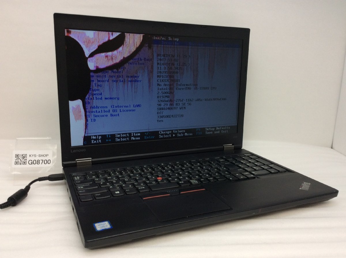 ジャンク/ LENOVO 20J9S1FR00 ThinkPad L570 Intel Core i5-7200U メモリ8.19GB SSD256.06GB 【G08700】_画像1