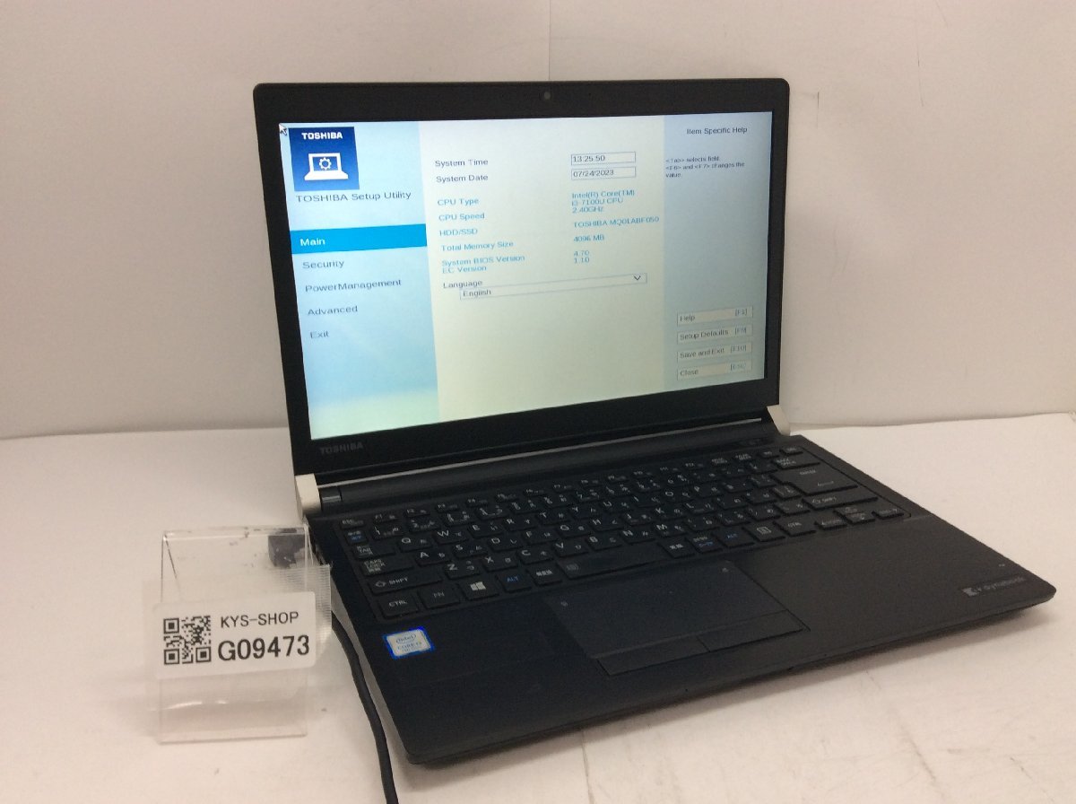 ジャンク/ TOSHIBA dynabook R73/J PR73JFA1147ADC1 Intel Core i3-7100U メモリ4.1GB HDD500.1GB 【G09473】_画像1