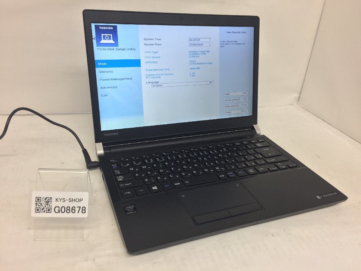 TOSHIBA dynabook R73/Y PR73YFAA43CAD11 Intel Core i3-5005U メモリ4.1GB HDD500.1GB OS無し【G08678】_画像1