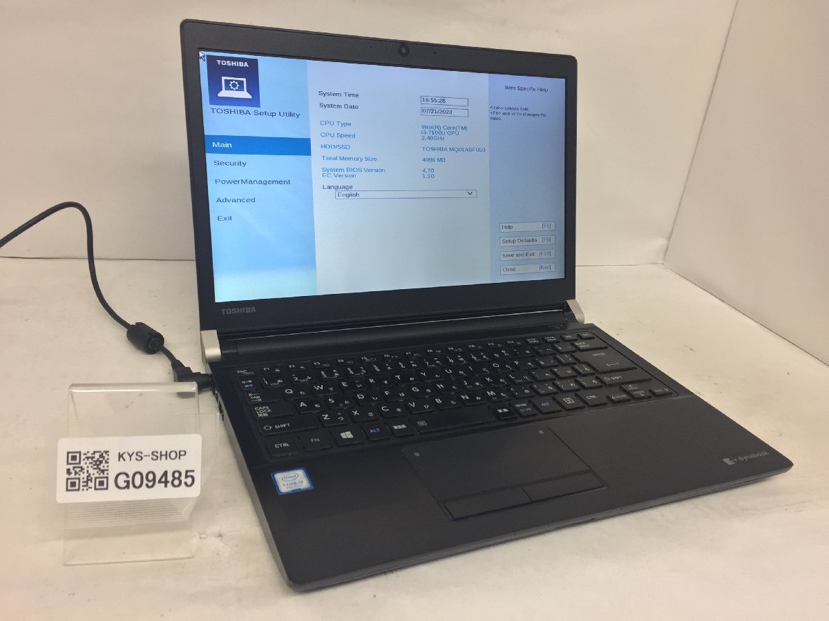 ジャンク/ TOSHIBA dynabook R73/J PR73JFA1147ADC1 Intel Core i3-7100U メモリ4.1GB HDD500.1GB 【G09485】_画像1