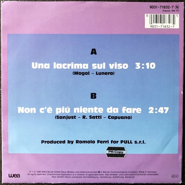 【Disco & Soul 7inch】Bobby Solo / Una Lacrima Sul Viso(1990) _画像2