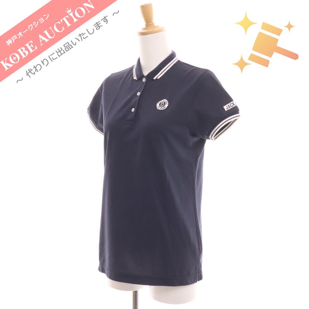 ■ ジャックバニー ポロシャツ 半袖 トップス ゴルフウェア レディース 2 ネイビー_画像1