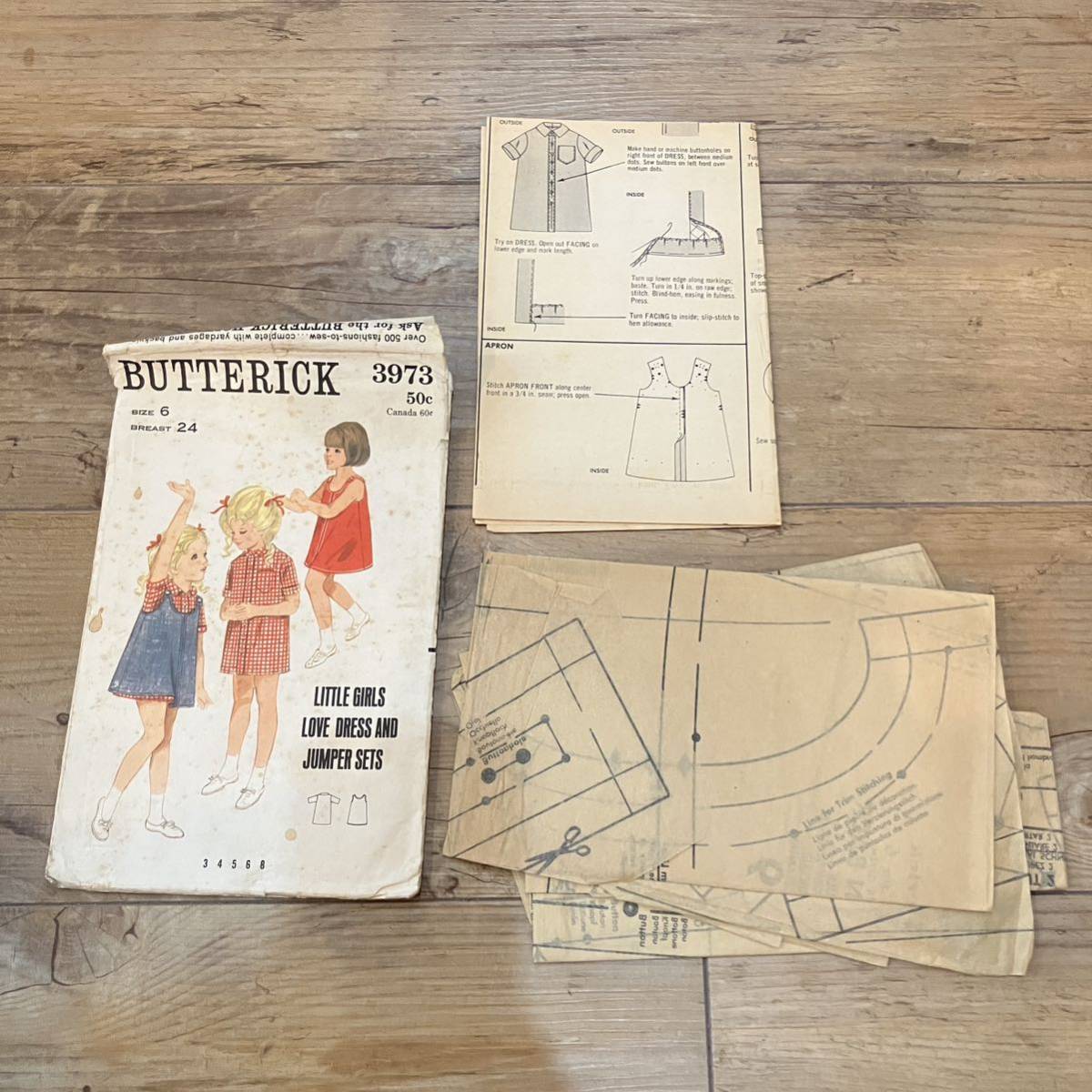 [ снижение цены ] подлинная вещь America импорт Vintage выкройки BUTTERRICK[3973] иностранная книга кройка и шитье оригинал большой бумага 70s80s retro мода ребенок одежда 