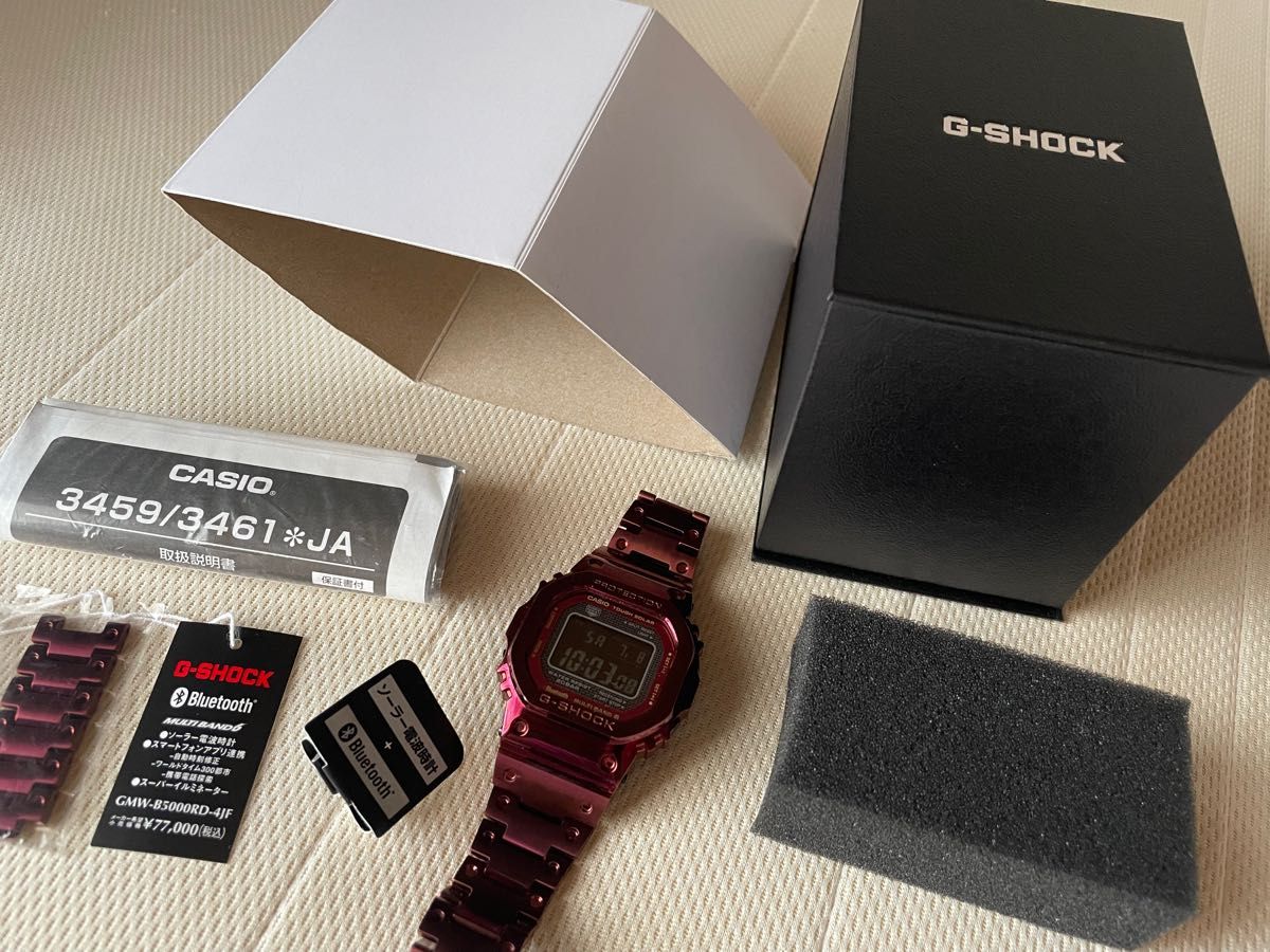 最終値下 極上美品 CASIO G-SHOCK GMW-B5000RD-4JF ボルドー 電波ソーラー Bluetooth 送料込
