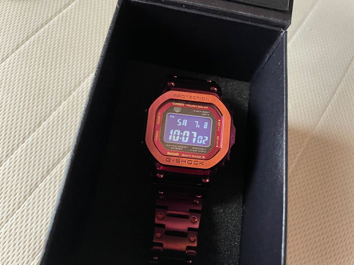 最終値下 極上美品 CASIO G-SHOCK GMW-B5000RD-4JF ボルドー 電波ソーラー Bluetooth 送料込