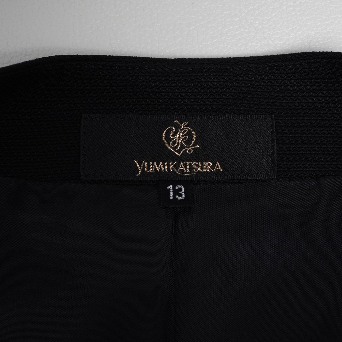 美品 YUMI KATSURA ユミカツラ アンサンブル風ワンピース ロング丈 フォーマル 五分袖 ボレロ風 レディース 黒 ブラック サイズ13*EC700の画像7