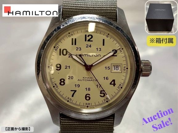 【可動品】HAMILTON ハミルトン 腕時計 カーキーフィールド 自動巻き 替えベルト2本 箱付属 H704450_画像1