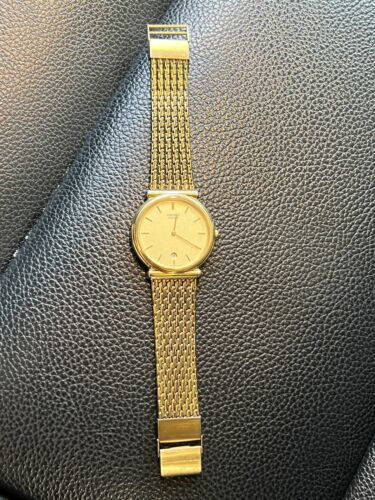 Vintage Seiko Watch Men 34mm Gold Tone 5Y39-7120 Date Not Battery