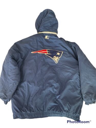 Vintage New England Patriots NFL Starter Removable Hood Jacket XXL Embroid As Is 海外 即決