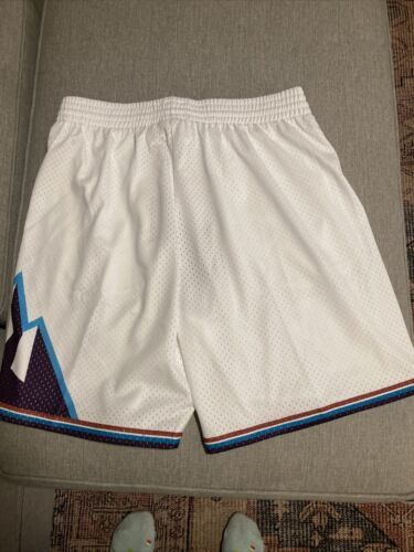 Utah Jazz Mitchell & Ness NBA Authentic Swingman Men's Mesh Shorts White 1996 海外 即決 7