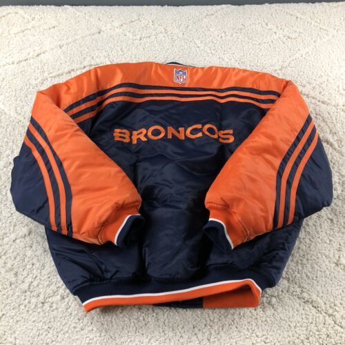 Vintage Y2K Starter Puffer Denver Broncos Satin Bomber Jacket Mens Large Puffy 海外 即決 2