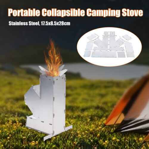 Portable Rocket Stove Collapsible Wood Stove Camping Wood Burning Stove Hunting 海外 即決