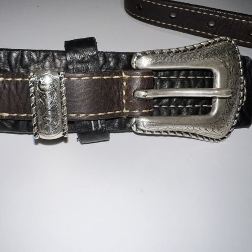 Genuine American Vintage Bison Leather Belt Strap Size 42 Western