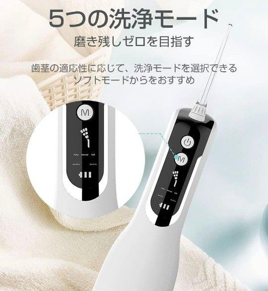 口腔洗浄器  330ml 防水  歯間ジェット 歯周ポケット ノズル4本付き