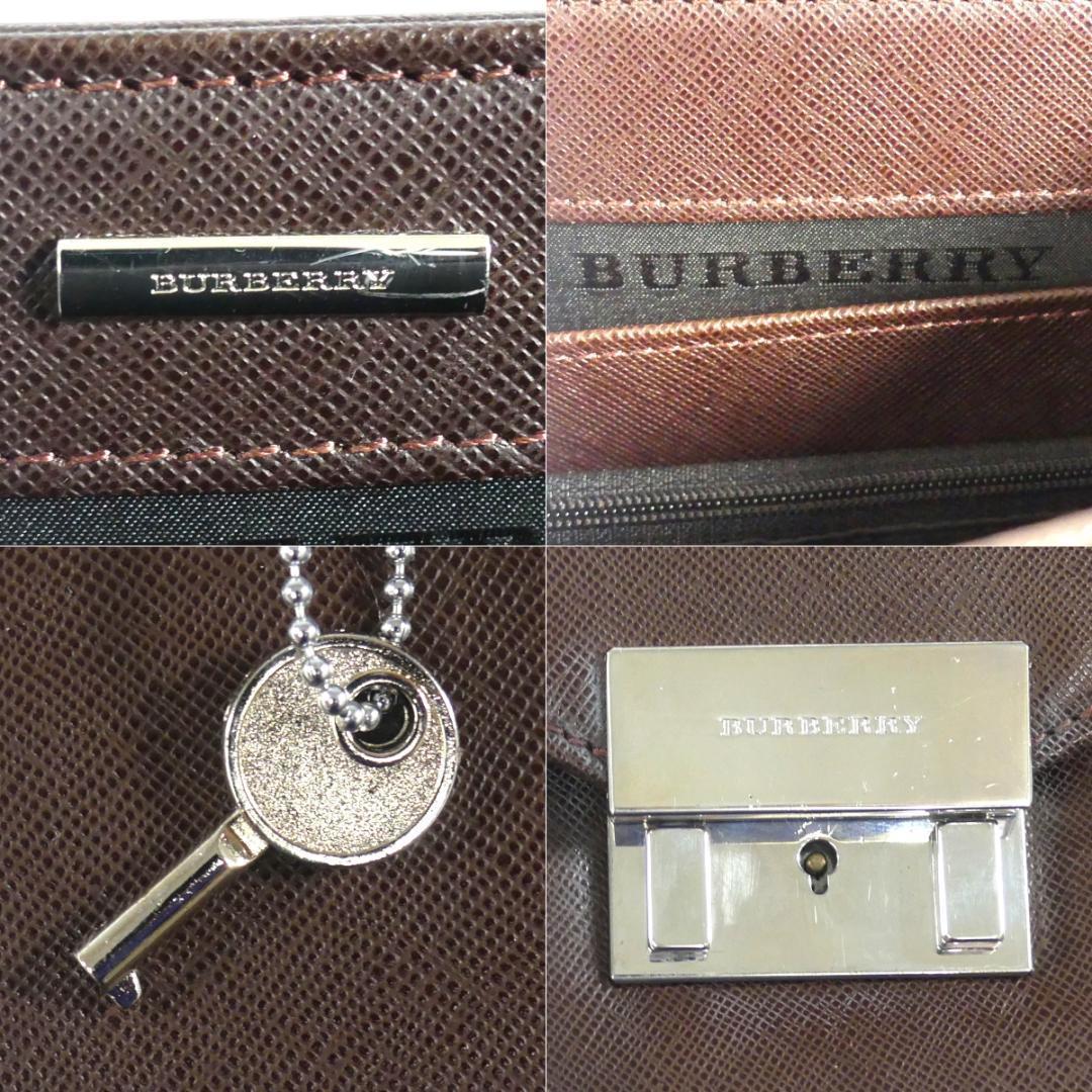 即決★BURBERRY★オールレザービジネスバッグ バーバリー メンズ 茶 本革 ブリーフケース 本皮 通勤 カバン 出張 レディース 鍵