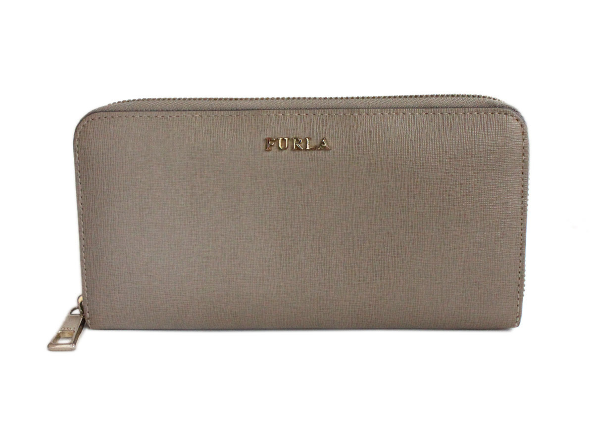 N9871 FURLA フルラ 長財布 ラウンドファスナー ベージュ 本革 レザー ラウンドジップ 札入れ 小銭入れ レディース ロングウォレット_画像1