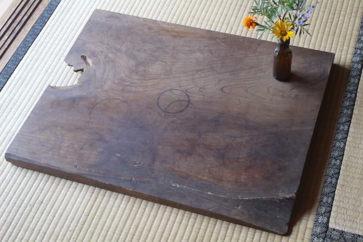 お気にいる 天板 テーブル 1枚板 材 古材□欅 53×67×3cm 時代敷板□一